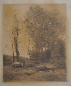 Camille Corot, Paysage, fusain sur papier, don Alfred Boucher, 1902 
